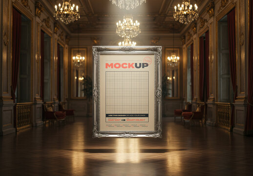 Silver Frame Mockup on Elegant House Mockup