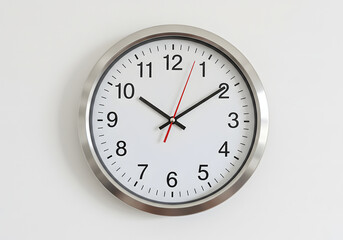 Wall Clock Silver-Framed Modern Clock Face, Detailed Time Indicator for Time Management and Schedule.
