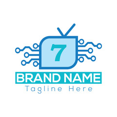 Abstract 7 letter modern initial Tech lettermarks logo design Television logo vector design template