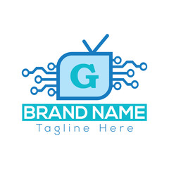 Abstract G letter modern initial Tech lettermarks logo design Television logo vector design template