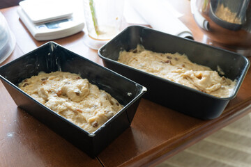 making a cake in a mixer. Cake with white topping. Dessert