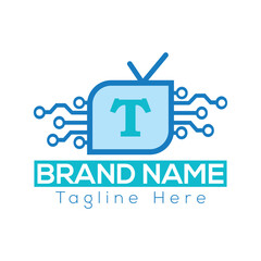 Abstract T letter modern initial Tech lettermarks logo design Television logo vector design template