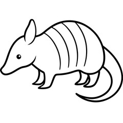 Clean Armadillo Silhouette in Line Art