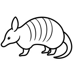 Clean Armadillo Silhouette in Line Art