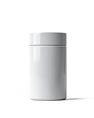 3D rendering of a minimalistic cylindrical cosmetic jar with matte finish and screw-on lid, isolated on a white background