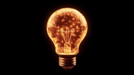 Glowing Lightbulb with Digital Explosion Effect Symbolizing Creativity and Innovation