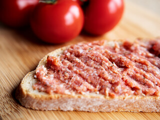 Classic German Onion Raw Sausage Spread with Tomatoes
