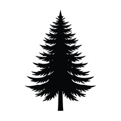 Obraz premium Simple Pine Tree Silhouette Icon on White Background