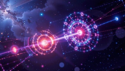 Obraz premium Futuristic cosmic abstract with glowing elements.