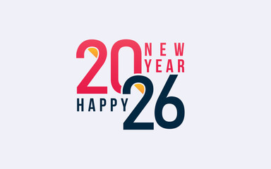 2026 Happy New Year Number Design. 2026 Flat Typography. 2026 Typography Design for New Year Background Celebration. 