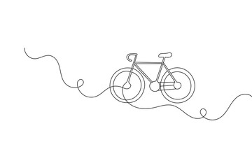 Minimalist one line bicycle drawing  vector outline illustration isolated on White background
