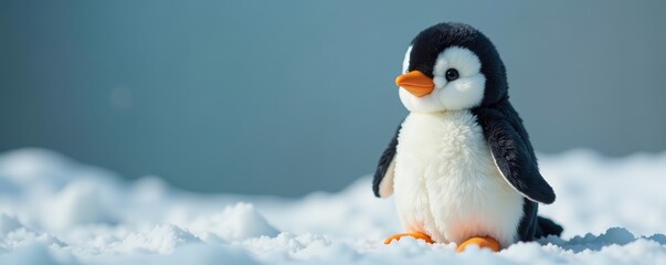Adorable penguin plush toy with soft fur and realistic details, wildlife, stuffed animal