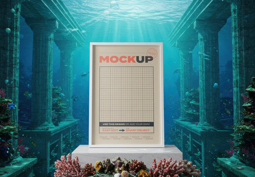 Vertical Poster Frame Mockup on Atlantis