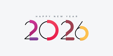 2026 Typography Design for New Year Background Celebration. colorful number 2026. 