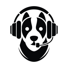 Funny Dog Wearing Headphones, Perfect for Music Designs, Cool Dog Character Listening to Music with Headphones