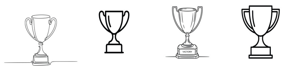Trophy icons collection various styles minimalist design achievement and success concept