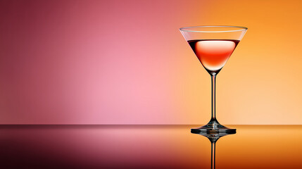 Martini glass with a pink and orange gradient background