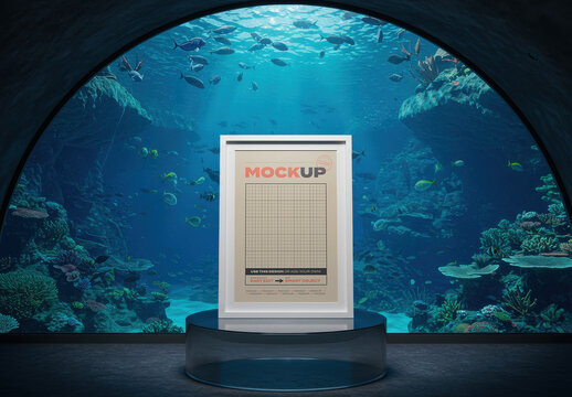 Vertical Poster Mockup on Aquarium