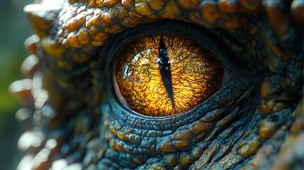 Close-up view of a magnificent dragon's golden eye.