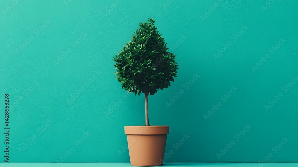 Poster potted tree in arrow shape - symbolic representation of sustainability and progress