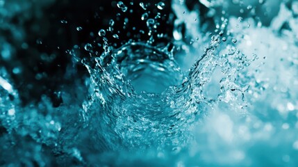 Captivating Close-up of Crystal Clear Water Splashing in Turquoise