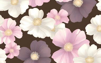 Elegant Pastel Flower Seamless Pattern Design