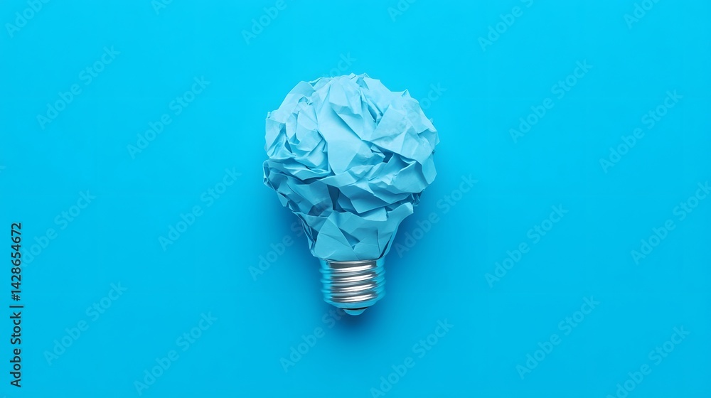 Aufkleber crumpled paper forming a creative light bulb symbolizing idea and problem solving
