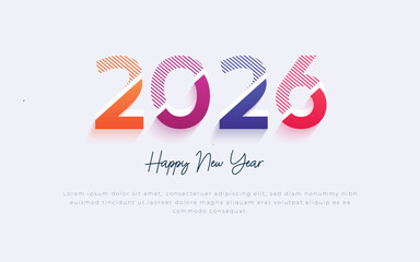 2026 Happy New Year Background Design with colorful line. . happy new year 2026 greeting card 