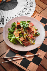 Fresh and delicious salad with dressing