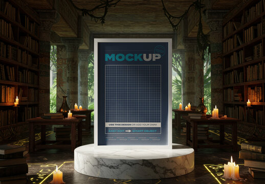 Vertical Poster Mockup on Sacred Library
