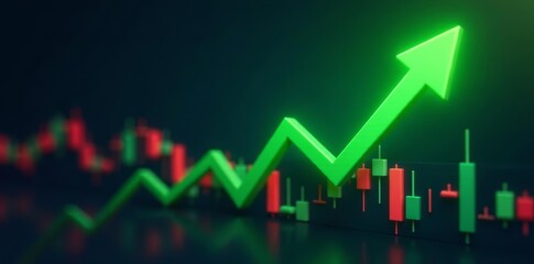 Bull market concept with green upward arrow on stock market graph background, bull, economy