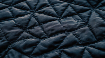 Obraz premium close up of quilt texture showcases clean, dark fabric with diamond pattern, evoking sense of warmth and comfort. intricate stitching adds depth and detail to surface
