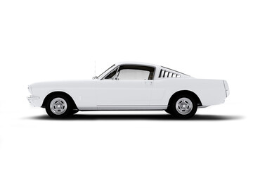 White car on a white background, isolated studio shot 3D render.