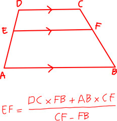 similarity and congruence, Formulas for similarity, If there is a line that intersects the trapezoid