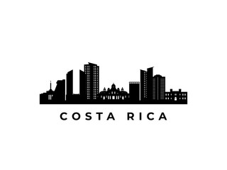 Vector Costa Rica skyline. Travel Costa Rica famous landmarks. Business and tourism concept for presentation, banner, web site.