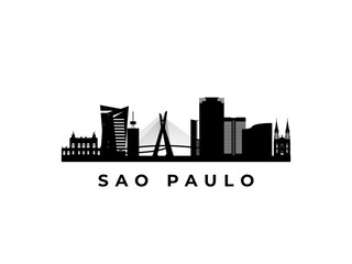Vector Sao Paulo skyline. Travel Sao Paulo famous landmarks. Business and tourism concept for presentation, banner, web site.