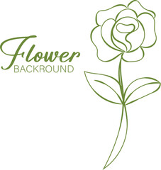 Simple Green Line Art Flower Background for Design Projects