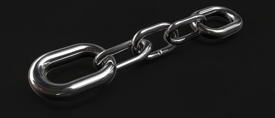 Obraz premium Close-up of a shiny silver chain on a black background.