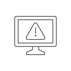 Computer warning line outline icon