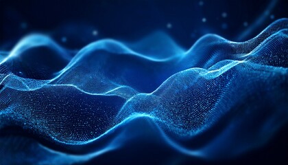 Obraz premium abstract blue particles flowing in wave motion