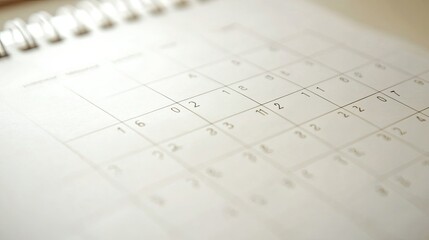 Abstract close-up of a calendar page with hand-written numbers, focus on scheduling