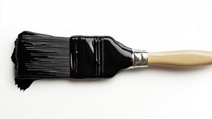 a paintbrush covered in thick glossy black paint.