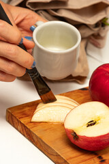 Hands Styling Fresh Apple for Food Photography