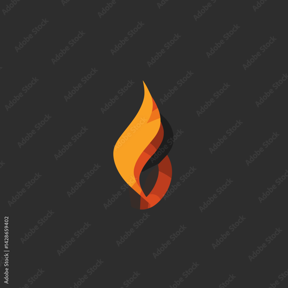 Aufkleber minimalistic flame icon with dynamic curves on dark background