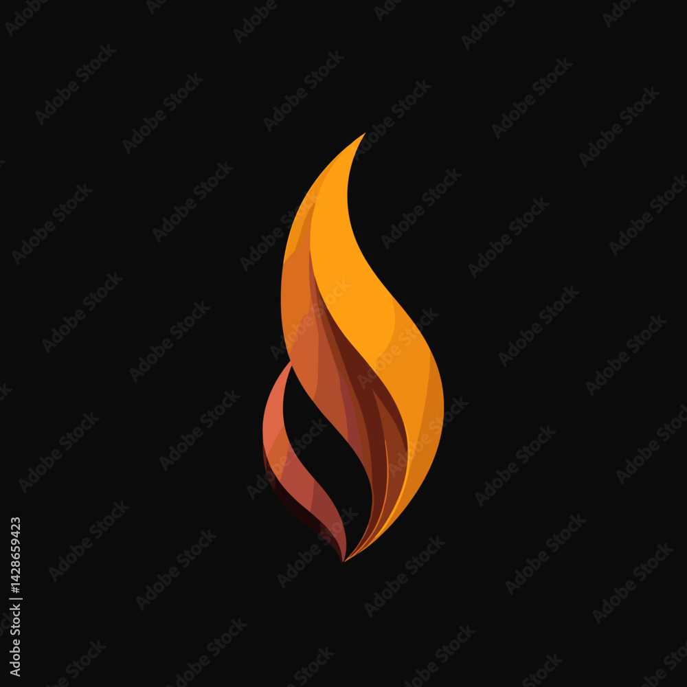 Poster abstract flame shape in dynamic curves on black background