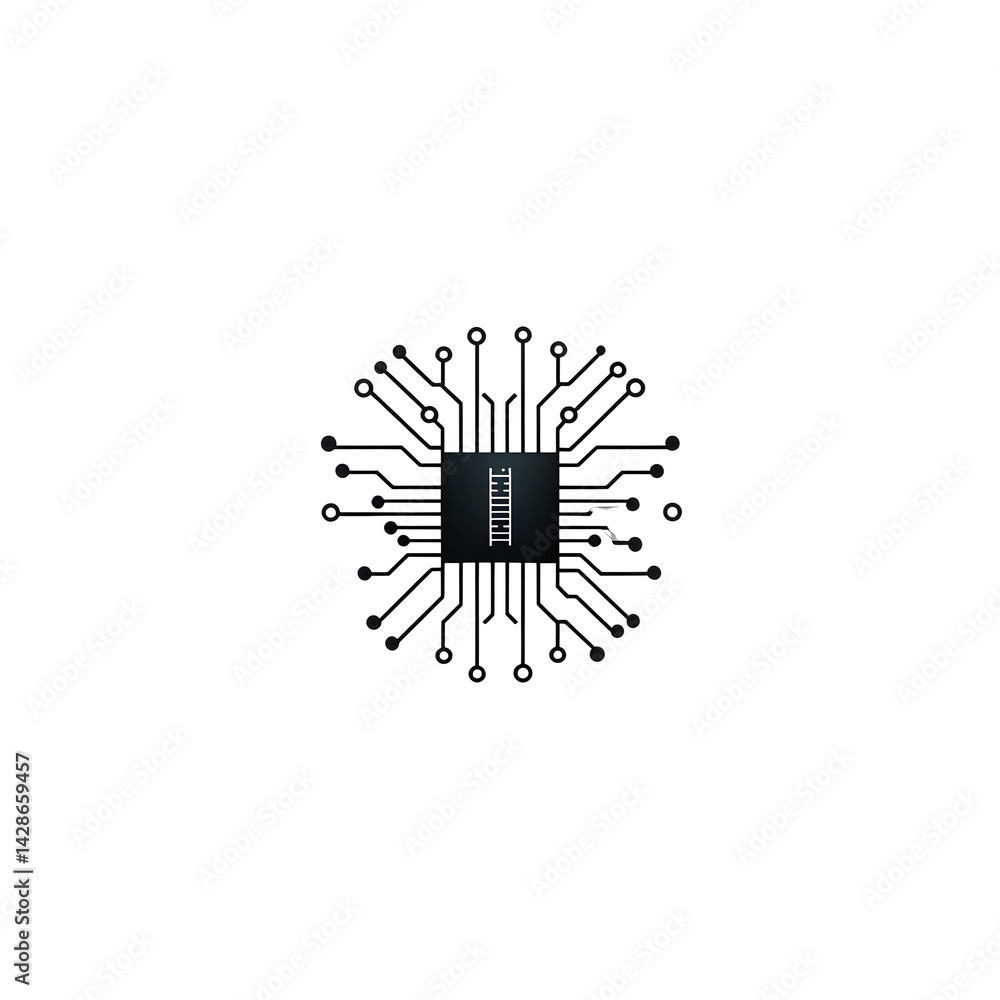 Poster intricate microchip circuit board showcasing the complex design and interconnected components of adv