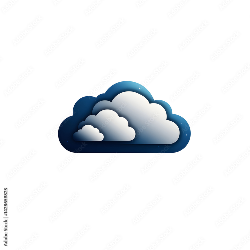 Poster stylized 3d cloud icon symbolizing meteorological conditions digital services and cloud computing te