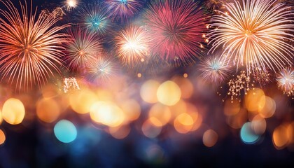 Obraz premium fireworks with abstract bokeh background
