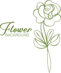 Elegant Single Line Drawing Green Flower Botanical Illustration Background
