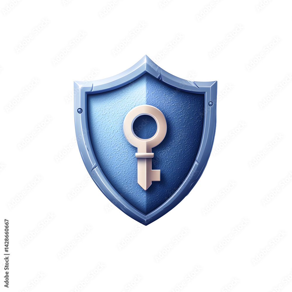Aufkleber a blue shield shaped icon with a lock and key symbol representing digital security privacy protectio